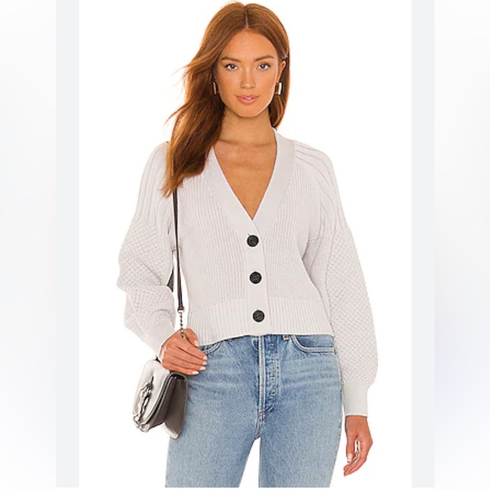 525 America Mixed Stitch Cardigan - Cream/Off White -  Size S